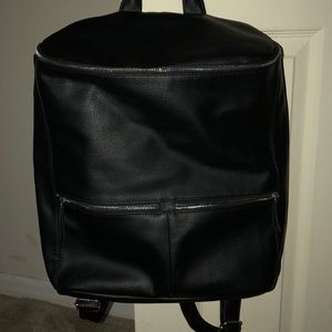 Black leather backpack